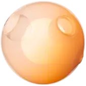 Bocci 28 pendant light, opaque orange glass, spherical form with recessed circular openings and gradient finish.